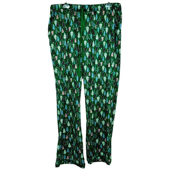 Wms 1X Cozy Christmas Tree Pajama Bottoms Soft Stretch Knit Sleepwear Loungewear - Picture 1 of 7